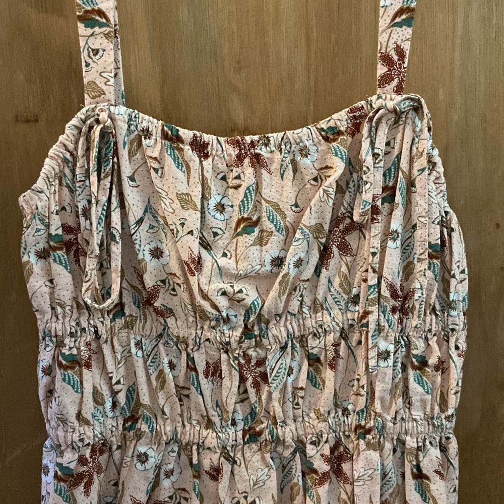 Universal Thread Floral Print Tank Top - Cream and Brown